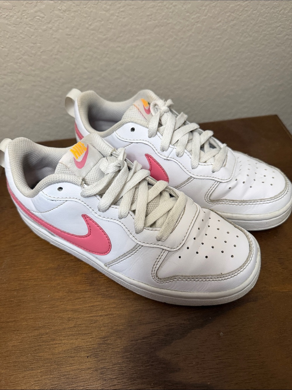 Nike Kids Court Borough Low 2 - White with Pink Accents